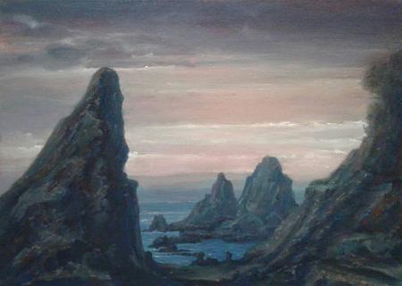 Rock Steeples against the fading light of a dusky November sky