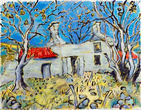 Derelict Cottage with Plough and Trees