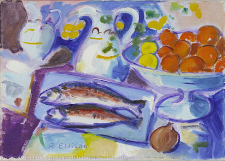 Two Sardines, Fruit-bowl and Jug