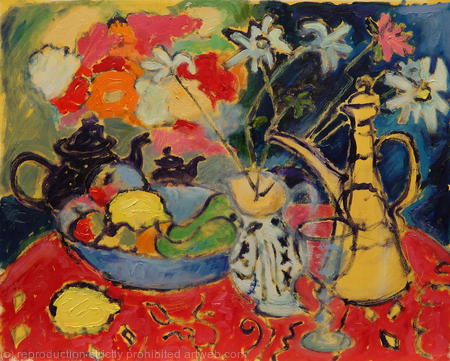 Still Life on Red Tablecloth