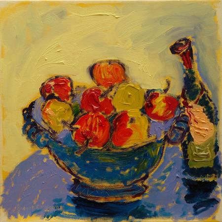 Still Life with Apples and Wine Bottle