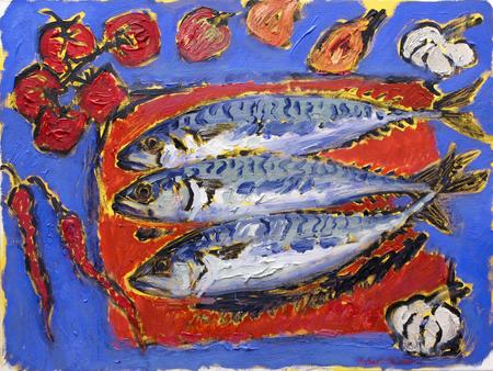 Mackerel with Tomatoes, Garlic and Peppers