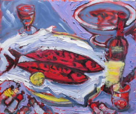 Two Mackerel in Red