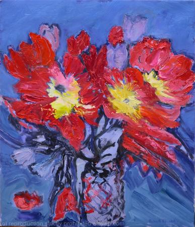 Tulips In Glass Vase