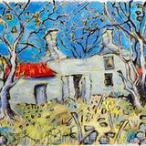 Derelict Cottage with Plough and Trees