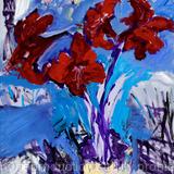 Red Amaryllis with Brushes and Knives
