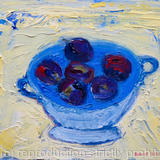 Plums in Grey and Blue Bowl