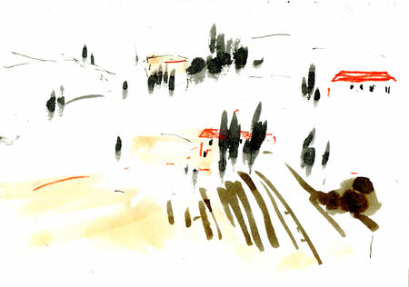 Tuscan landscape by train