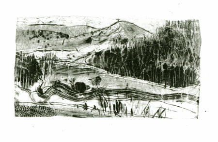 Packaging drypoint - Precipice walk