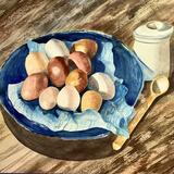 Eggs on Blue Plate