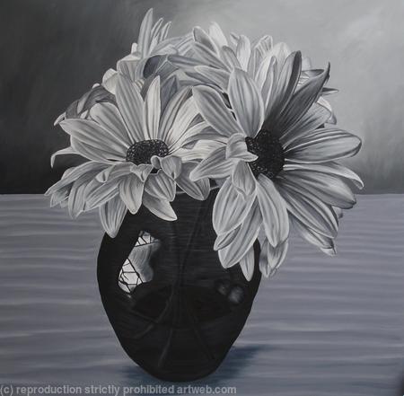 Black & White Vase of Flowers - Sold
