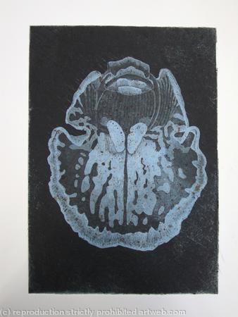 Abstract Orchid 1 - Etching - Blue