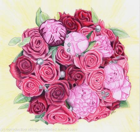Bridal Bouquet Inktense Drawing 3