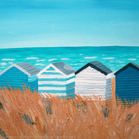 Beach Huts - Square Greetings Card