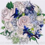 Bridal Bouquet Pen and Ink with Colour Wash