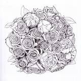Bridal Bouquet Black And White Pen And Ink 3