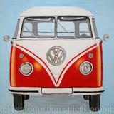 VW Camper Van Red - Greetings Card