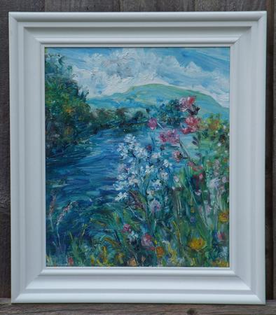 River Ure with Dame's Violet and Campion, Wensleydale.