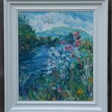 River Ure with Dame's Violet and Campion, Wensleydale.