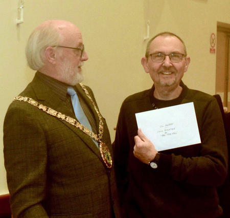 Receiving the 2019 Oil Award from the Mayor of Rugby
