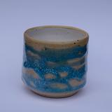 Trailed Turquoise Ice Pot with White Gloss Interior