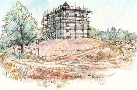 Kew Observatory Back with scaffolding