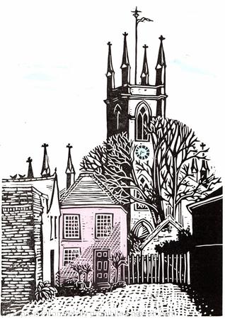 Hampton St Mary linocut