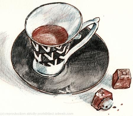 Small cup and chocolate