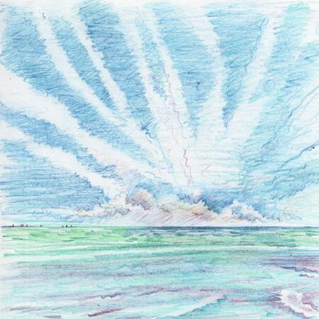 vapour trails over Stone Bay