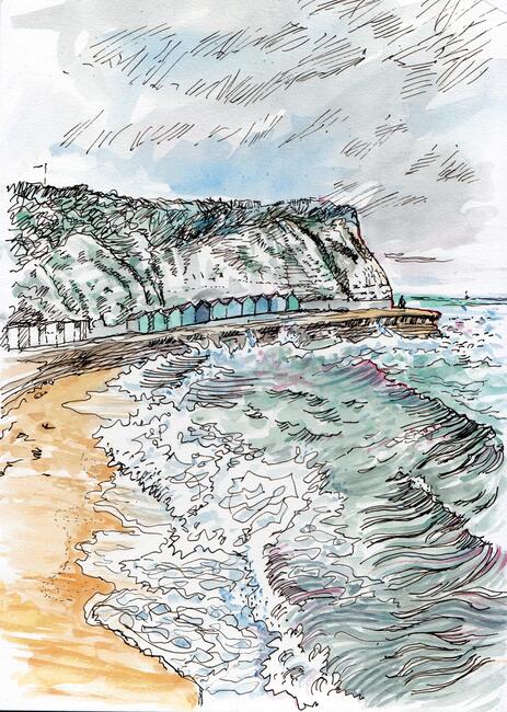 Dumpton Bay and Beach Huts