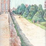 Looking along the wall