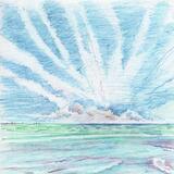 vapour trails over Stone Bay