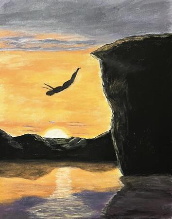 Cliff jumping. 