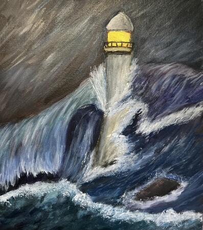 Lighthouse in a stormy sea