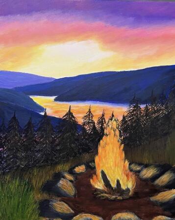 Campfire in the mountains 