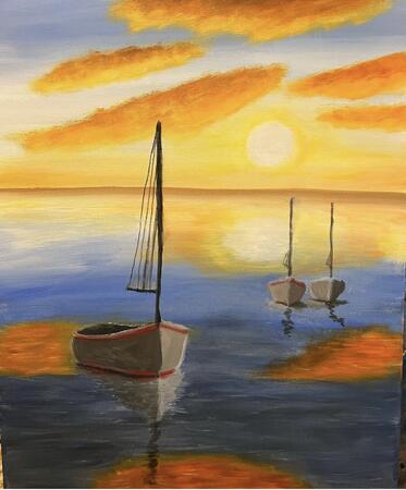 Boats in sunset 