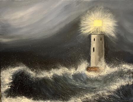 Lighthouse in a stormy sea 