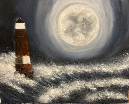 Lighthouse with full moon 