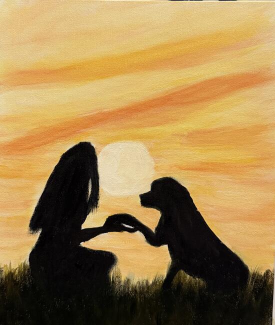 Dog and girl ‘I’ve got you’ 