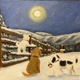 Dogs gazing at the moon. 