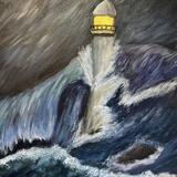 Lighthouse in a stormy sea