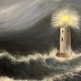 Lighthouse in a stormy sea 