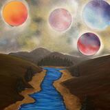 Planets over mountains 