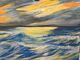 Stormy sea under sunset 