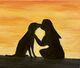 Dog and girl sunset 