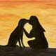 Dog and girl sunset 