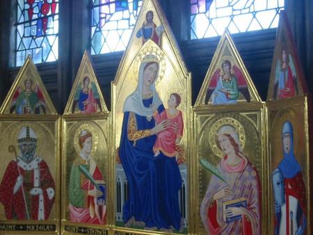 Trecento Italian style Madonna and Child Polyptych with Angels and Saints