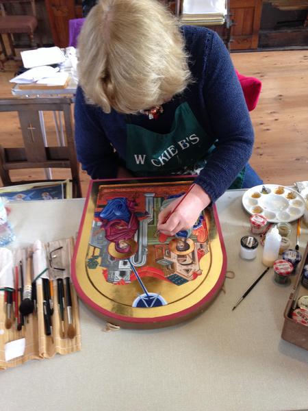Gabrielle working on an Annunciation Icon