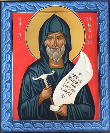 Byzantine Style St Benedict with Romanesque Border