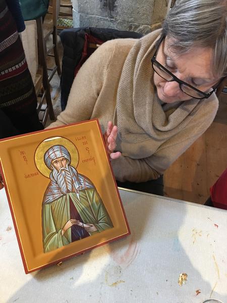 Iconostasis Student Diana with her completed John of Damascus Icon